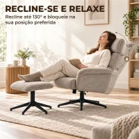 HOMCOM Cadeirão Relax com Apoio para os Pés, Apoio de Cabeça Ajustável, Giratório, Reclinável, Assento com Molas e Encosto Alto, Castanho(m-5)
