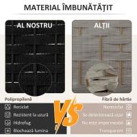 HOMCOM Paravan decorativ pliabil cu 6 panouri, împletit, 240x170 cm, negru(m-4)