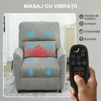 HOMCOM Fotoliu Reclinabil cu Încălzire, 8 Puncte de Masaj și 5 Moduri, din Tessuto Cinilă, Gri Închis(m-4)
