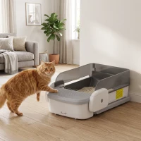 PawHut Lettiera Gatto Autopulente Controllo App WIFI, Design Aperto, Contenitore Rifiuti 10L, Gatti 1.5-8 kg(m-9)