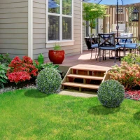 HOMCOM Set de 2 plante artificiale sferice cu flori de lavandă pentru casă și grădină Ø42cm, verde și violet(m-7)