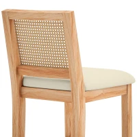 HOMCOM Lot de 2 Tabourets de Bar, Chaises de Bar avec Dossier Effet Rotin, Assise Rembourrée en Chenille de 66H cm, Crème(m-13)