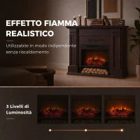 HOMCOM Camino Elettrico da Terra/Incasso con Cornice, 1800W, Effetto Fiamma 3D, Timer, Marrone(m-4)