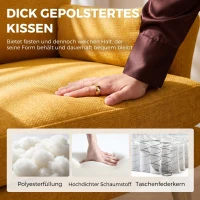 HOMCOM Samtgepolsterter Sessel, Übergroßer Akzentstuhl mit Holzbeinen, Lesesessel für Wohn- und Schlafzimmer, Gelb(m-6)