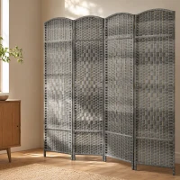 HOMCOM Paravent intérieur en bois 4 panneaux séparateur de pièce pliable pour salon chambre 180 x 180 cm gris mélangé(m-8)