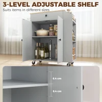 HOMCOM Rolling Kitchen Island with 3-Tier Spice Rack, Kitchen Storage Cart with Drawer and Towel Rack, Light Blue(m-5)