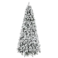 HOMCOM Künstlicher Weihnachtsbaum 270 cm mit 1507 Zweigen klappbarer Metallständer schneller Aufbau für Wohnzimmer Innen Weiß(m-7)