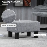 HOMCOM Taburet pentru picioare din material textil cu efect de in, capitonat, 40x30x24 cm, gri(m-4)