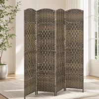 HOMCOM Paravent intérieur en bois 4 panneaux séparateur de pièce pliable pour salon chambre 180 x 180 cm chêne foncé(m-10)