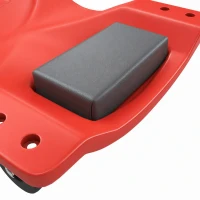 HOMCOM Low Profile Rolling Shop Creeper, Padded Headrest, Dual Tool Trays, 6 Swivel Casters, 150 kg, Red(m-10)