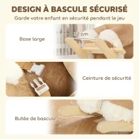 AIYAPLAY Cheval à Bascule pour Enfants, Animal à Bascule Bébé en Peluche avec Sons, Ceinture de Sécurité, 18-36 Mois, Marron(m-5)