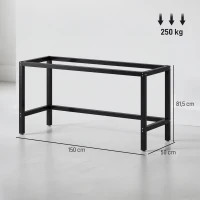 HOMCOM Telaio Gambe per Tavolo in Acciaio, Struttura Monopezzo, Stile Industriale, Portata 250 kg, 150x50x81.5 cm, Nero(m-3)