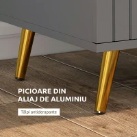 HOMCOM Comodă modernă cu 3 sertare din lemn și aluminiu, 60x40x71,5 cm, auriu și gri închis(m-5)