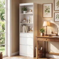 HOMCOM Bookcase with Drawers Adjustable Shelves Book Shelf for Study Living Room White(m-14)