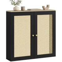 HOMCOM Cache-radiateurs avec 2 portes en rotin Cache-radiateur Couverture pour radiateur pour Salon Chambre 78x19x75 cm Noir(m-7)