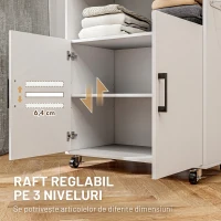 HOMCOM Dulap Mobil pentru Călcat cu 2 Uși și Spațiu Deschis, 125x43.5x102.5 cm, Alb(m-6)