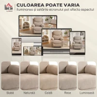 HOMCOM Fotoliu Rabatabil Manual cu Perne Groase, Mânere Căptușite și Suport pentru Picioare, Bej(m-7)