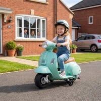 HOMCOM Vespa Licensed 6V Kids Electric Motorbike Ride On Motorcycle  Battery Powered for 18-36 Months with Horn, Green(m-12)
