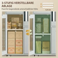 HOMCOM Küchenschrank auf Rädern, Mobile Küchenkommode mit Ablagen, Schubladen, verstellbarem Regal, Kabelloch, Grau(m-5)