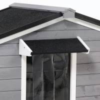 PawHut Wooden Dog Kennel for Outside, for Medium Dogs, 72H x 109L x 79Wcm, Grey(m-12)