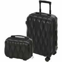 HOMCOM 2-Piece Luggage Set, ABS Hard Shell Carry On Suitcase Set with TSA Lock, Spinner Wheels, 12/20 inch, Black(m-1)