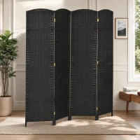 HOMCOM Biombo Separador de Ambientes de 4 Paneles Biombo Plegable 160x170 cm para Salón Dormitorio Oficina Negro(m-9)