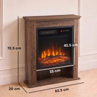 HOMCOM Electric Fireplace Suite with Shelf, 25" 1800W Electric Fire and Surround with LED Flame, 5 Brightness, Remote, Oak(m-3)