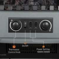 HOMCOM Freestanding Electric Fireplace, Electric Log Burner with LED Flame Effect, Overheating Safety System, 1000W/2000W Grey(m-5)