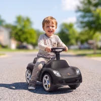 AIYAPLAY Ride on Car, Porsche Licensed Toddler Push Car with Horn, Headlights, Sound and Steering Wheel for 18-36 Months, Matte Black(m-12)