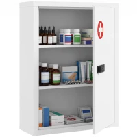 HOMCOM Wall Mount Medicine Cabinet, Bathroom Cabinet with Combination Lock, Door and Storage Shelves, White(m-13)