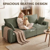 HOMCOM 3 Seater Sofa with Lift-Up Storage, 228cm Comfy Velvet Couch with Wide Deep Seat, Dark Green(m-6)