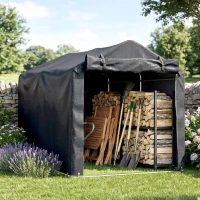 Outsunny 2.2 x 1.6 m Garden Storage Tent, Waterproof Anti-UV Bike Tent with Roll-up Zipper Door, Galvanised Outdoor Storage Shelter Carport for Bike, Motorbike, Garden Tools, Dark Grey(m-9)