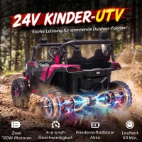 AIYAPLAY Elektrische kinderauto UTV 24V, 2-zits, met lithium-accu, 2,4 GHz-afstandsbediening, 2 x 120W motoren en softstart(m-4)