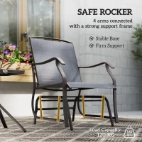 Outsunny Glider Rocking Chair & Table Set 2 Single Seaters Rocker Garden Swing Chair Patio Furniture Bistro Set Grey(m-6)