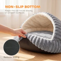 PawHut Cat Bed for Indoor Kittens, Cat Cave House with Non-Slip Bottom and Washable Cushion(m-8)
