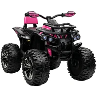 HOMCOM Quad Elétrico Infantil 12V com 2 Motores, 3-8 km/h, Música, Faróis LED e USB, Rosa(m-1)