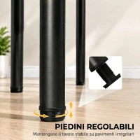 HOMCOM Set 4 Gambe per Tavolo in Metallo con 40 Fori, 36 Viti Autofilettanti e 4 Piedini Regolabili, 73x6x6 cm, Nero(m-6)