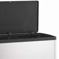 HOMCOM Poubelle de Cuisine Automatique 60 L, Poubelle à Double Compartiment, Capteur de Mouvement, Seaux Amovibles, Argent(m-12)