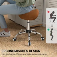 HOMCOM Rolkruk In Hoogte Verstelbaar 49-61 cm Praktijkkruk 360° Draaibaar Kruk Bureaukruk Voor Kantoor Salon Massage Spa Roze(m-7)