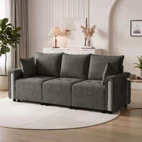HOMCOM 3 Seater Sofa with Lift-Up Storage, 228cm Comfy Velvet Couch with Wide Deep Seat, Dark Grey(m-9)
