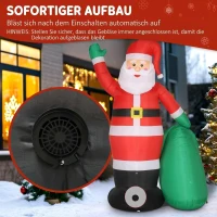 Outsunny Opblaasbare kerstman 275 cm met zak en beer, kerstdecoratie met ingebouwde ledverlichting(m-5)