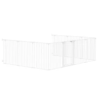 PawHut Barrière de sécurité en métal parc enclos pliable et modulable pour chien et enfant 10 panneaux 61 x 75 cm blanc(m-19)