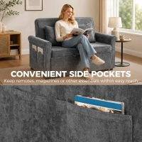 HOMCOM 2 Seater Sofa Bed 3-in-1 Convertible Chenille Pull Out Sleeper Sofa with 5-Position Adjustable Backrest, Grey(m-8)