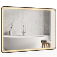 HOMCOM Specchio da Bagno LED Bluetooth Antiappannamento 100x70 cm Nero(m-11)