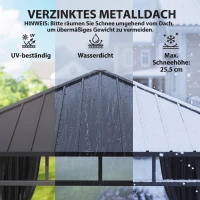Outsunny Pavillon 3 x 3 m Wasserdicht Stabil Winterfest Gartenpavillon mit Seitenteile, Netze, Haken Hardtop Dunkelgrau(m-4)