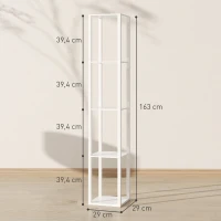 HOMCOM LED-Stehlampe mit Regalen, moderne dimmbare Standleuchte mit 3 Helligkeitsstufen und Fußschalter, Weiß(m-3)