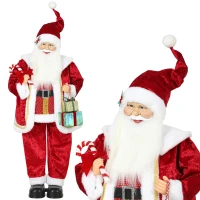 HOMCOM 120cm Life Size Singing Dancing Santa Claus, Standing Musical Animated Santa with Gift and Candy Cane, Posable Arms, Handcrafted, Sound Touch Activated, Moving Christmas Figure Decoration(m-14)