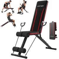 SPORTNOW Banc de Musculation Réglable Pliable Bandes de Résistance Développé Couché Inclinable Déclinable 128x42,5x115cm noir(m-18)
