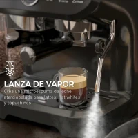 HOMCOM Cafetera Espresso 15 Bares 1600W con Molinillo de 15 Niveles y Vaporizador de Leche para Capuchino y Latte Negro(m-5)