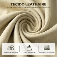 HOMCOM Cadeirão de Baloiço em Leathaire com Bolsos Laterais e Pés em Madeira de Seringueira, Bege(m-6)